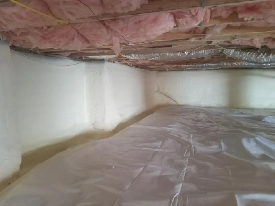 Crawl space encapsulation with closed-cell spray foam for Spray Foam Roofing in Grove